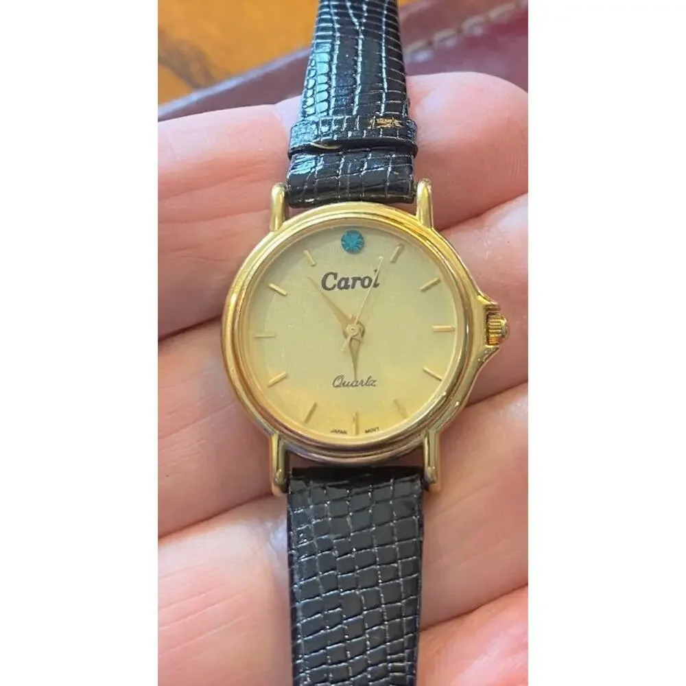 Women's 26mm Gold Tone Carol Quartz Watch, Leather Band